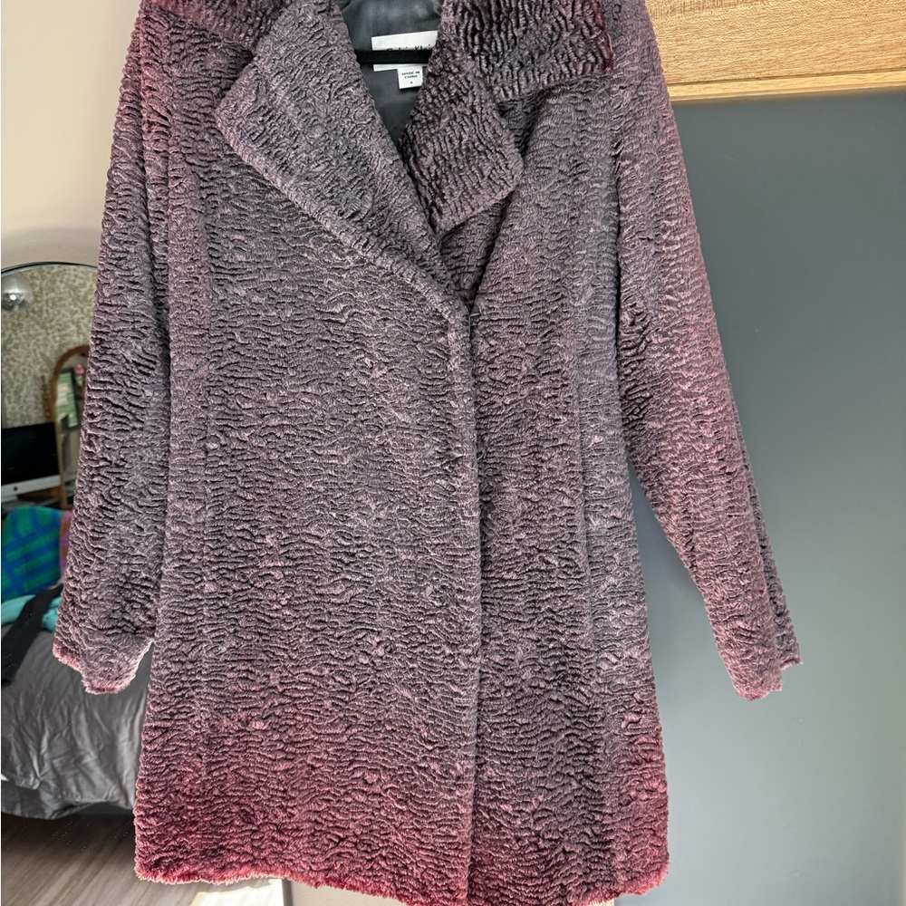 Vintage Calvin Klein Purple Faux Fur teddy Coat